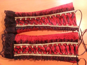 The Finished Fingerless Arm-Length Gloves